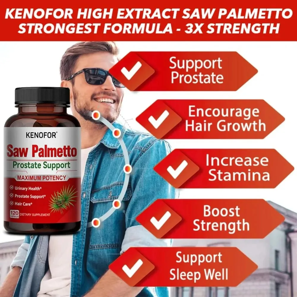 Le supplément de prostate avec Saw Palmetto soutient la santé des voies urinaires Supplément de santé à base de plantes 120 capsules végétariennes