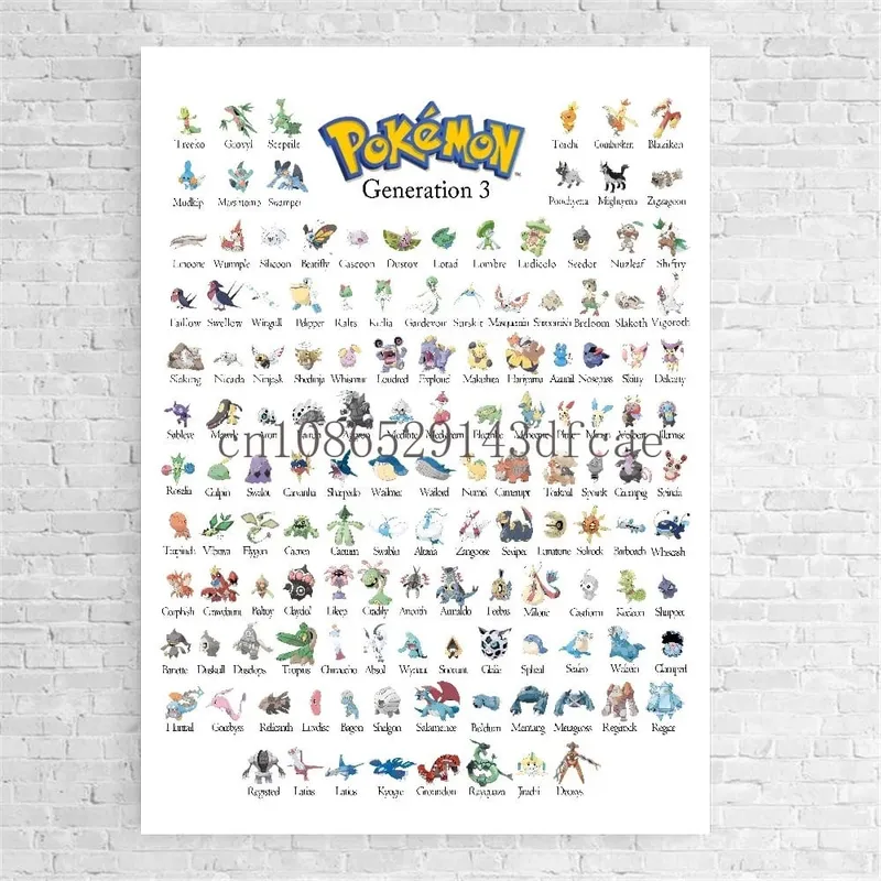 Affiche de Pokemon périphérique de dessin animé japonais, décor mural Pikachu Charizard, peinture sur toile aquarelle, décor de pièce moderne, photo