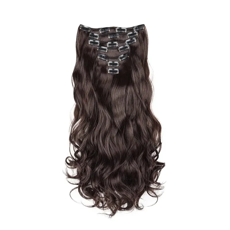 Synthetic 24Inch 7pcs/set Long Curly Clip In Hair Extensions Heat Resistant Fluffy Hairpiece for Women Daily Party Use — image 11