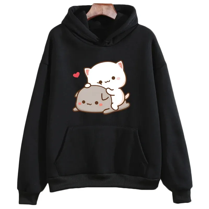 Mochi Peach And Goma Cute Cat Hoodie Sweatshirt for Girls Fashion Kawaii Cartoon Pullovers Women_Men Environmental protection — image 1