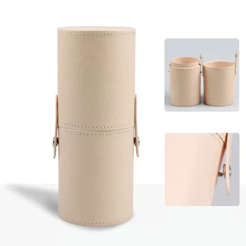 Balde de escova de maquiagem de couro do plutônio portátil viagem saco cosmético multi-função à prova de poeira à prova ddustágua cilindro de escova de maquiagem — image 12