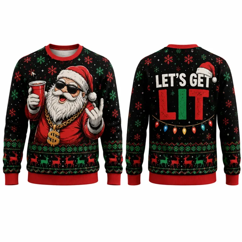Funny Santa Ugly Christmas Sweatshirt Men Women 3D Print Crewneck Long Sleeve Xmas Party Pullover Holiday Gift Winter Streetwear — image 7