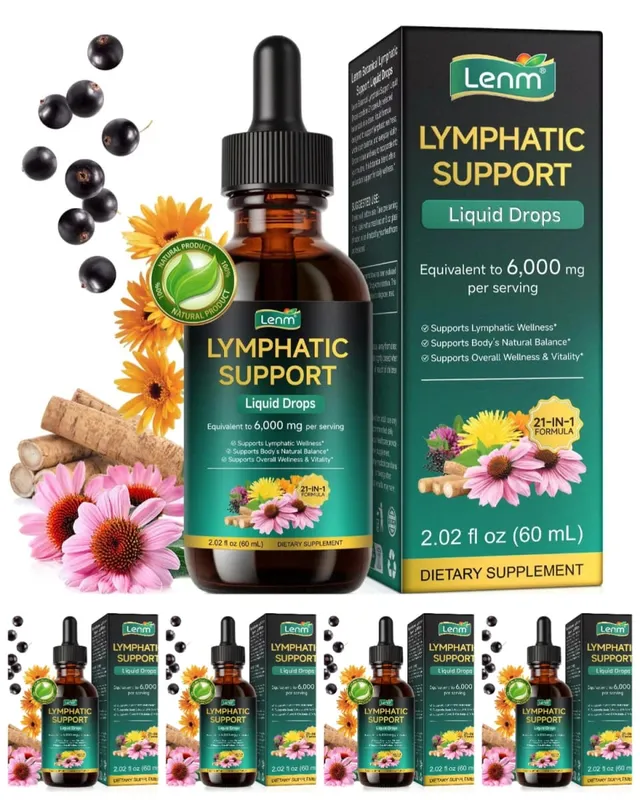 Lenm 60 ml système lymphatique nettoyer soutien immunitaire suppléments liquides gouttes lymphatiques organiques naturelles à base de plantes pour BalanceSupport
