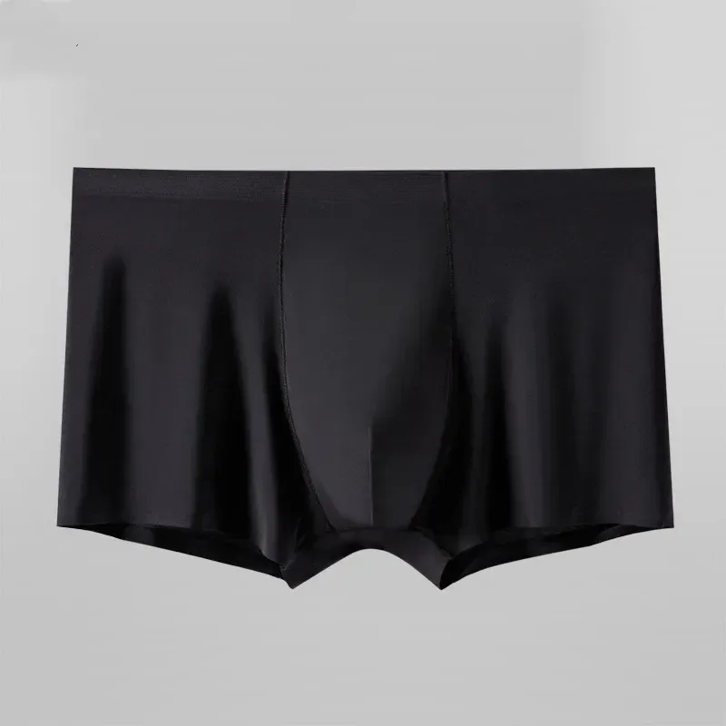 원활한 얼음 실크 복서 남자 솔리드 컬러 남성 속옷 울트라 얇은 섹시한 속옷 여름 멋진 트렁크 반바지