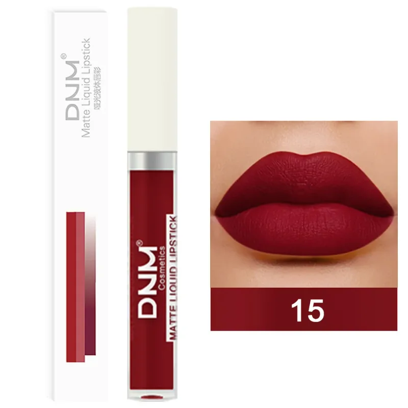 DNM 19 Färg Matt sammet flytande läppstift Vattenfast Håller Ej lätt att bleka Lipgloss Makeup Lila Röd Nude Lip Tint Kosmetika