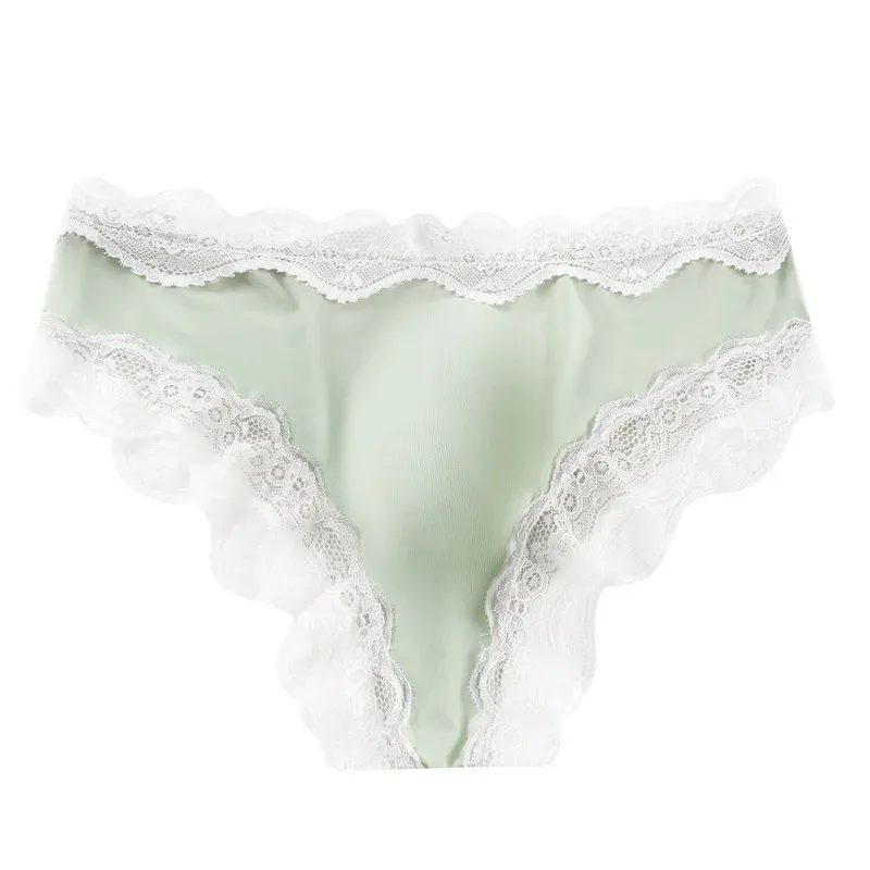 Male Full Lace Edge Briefs Back Bow Strap Ice Silk Satin Low Rise U Pouch Soft Breathable Men Underpants — image 6
