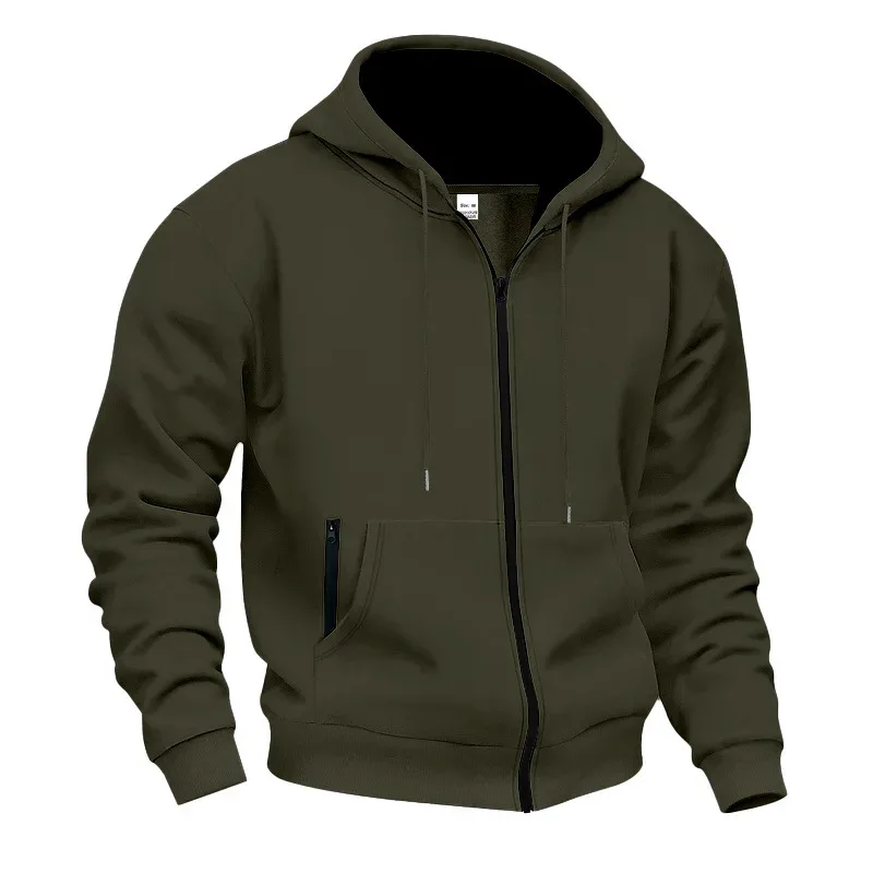 New 2026 Men's Autumn Casual Solid Long Sleeve Zipper Hooded Sweatshirt Coat Male Fashion Outdoors Sportswear Hoodies Jackets — image 24