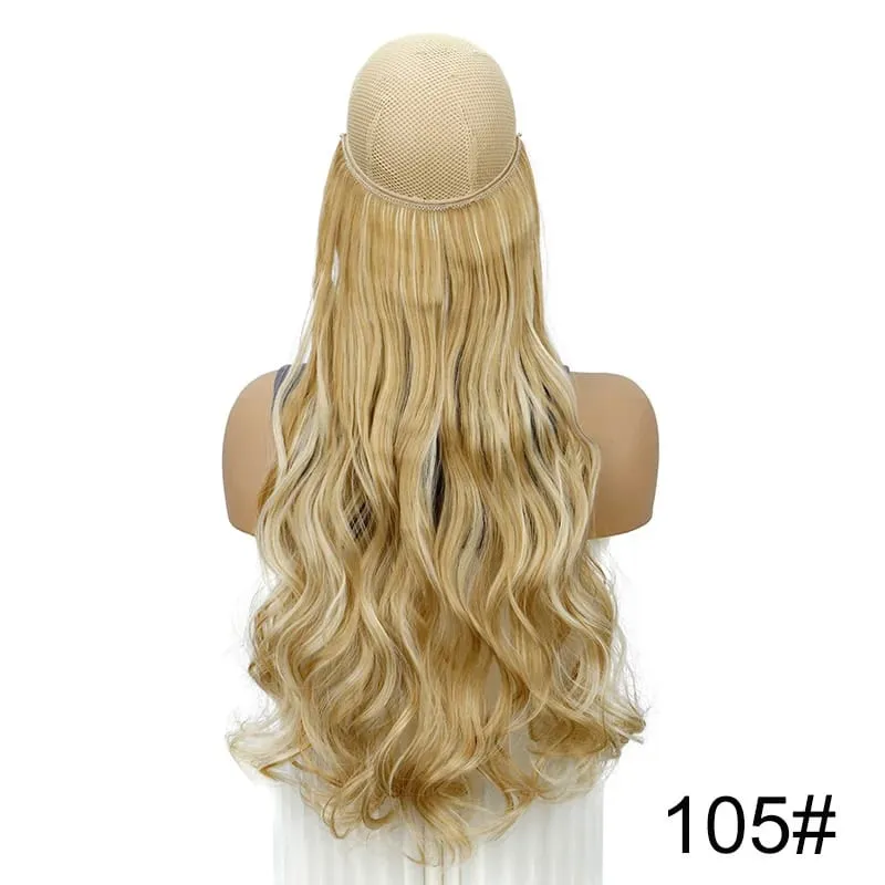 18Inch Synthetic Long Curly Fish Line Hairpiece Invisible Wire Halo Hair Extensions Heat Resistant Fluffy for Daily Styling — image 13