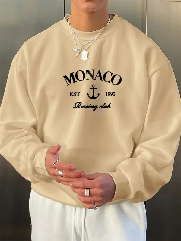 The new men's round-neck sweatshirt for Spring and Autumn 2026 is casual and comfortable with 3D letter pattern printing