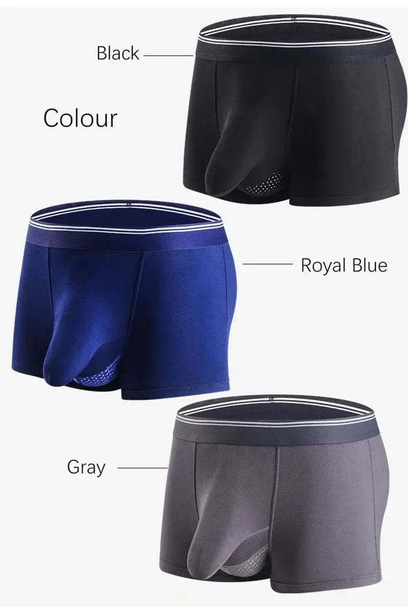 Plus Size Men's Sexy Separate Penis Pocket Boxer Shorts Breathable Men Underwear Panties Modal Mens Elephant Nose Underpants — image 11