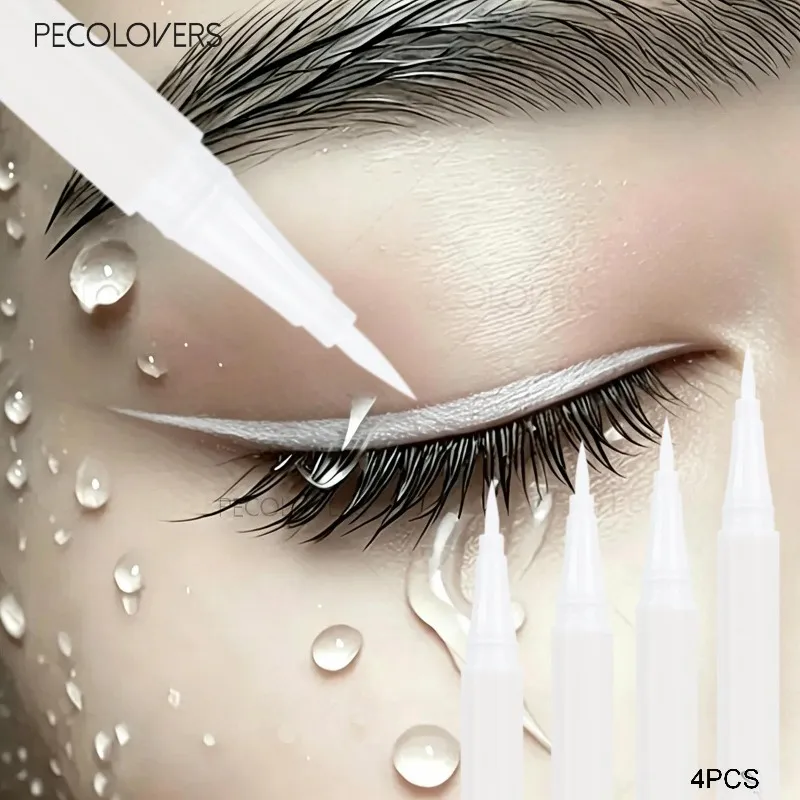 4PCS White Eyeliner Pen Waterproof Liquid Eyeliner Pen Ultra-fine Tip Anti Sweat Fast Drying Eye Cosmetics — image 1