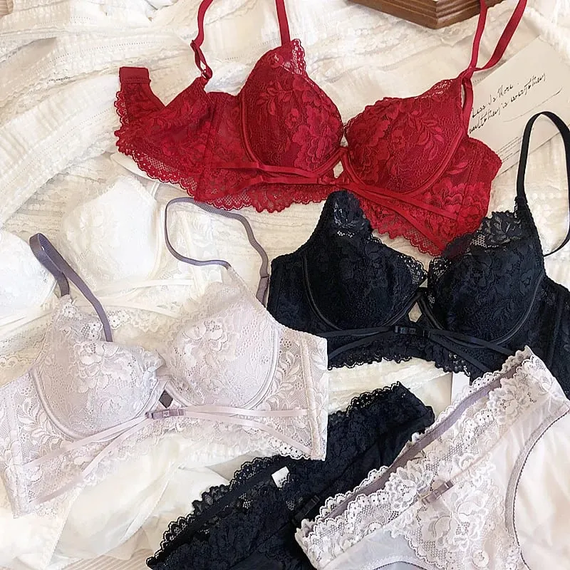 Ensemble de soutien-gorge Push Up ajouré pour femmes, sous-vêtements d'été, bonnet fin, Sexy, dentelle française brodée, Bralette confortable, ensembles de Lingerie — image 3
