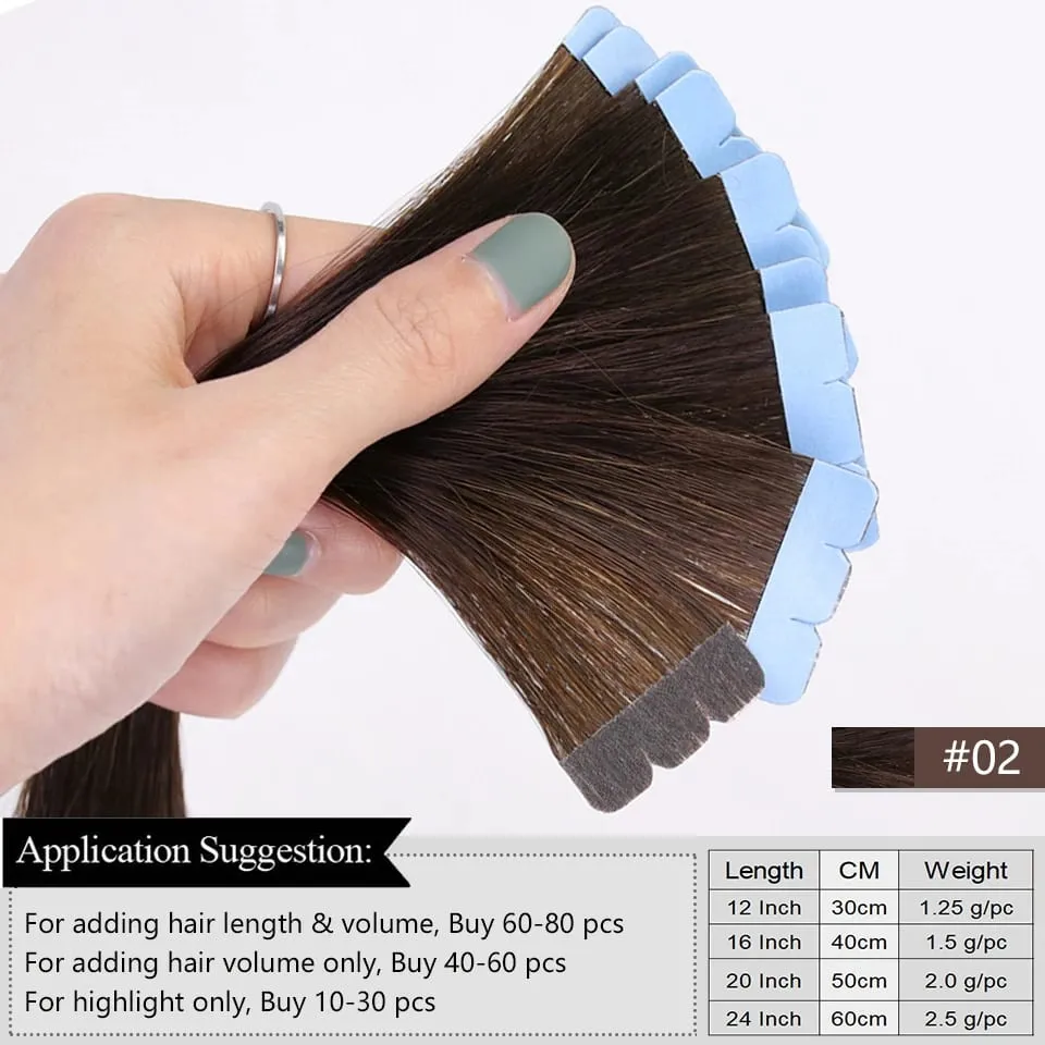 Mini Tape In Hair Extensions Human Hair PU Skin Weft Machine-Remy Straight Tape in Extensions 10pcs For Side Hair Tape ins