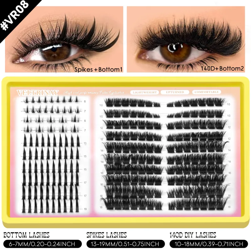 4-in-1 208pcs Lash Clusters 1style Manga Lash+2 style Spiky Botoom Lash+1 style Cat Eye Eyelashes DIY Clusters Lashes — image 9