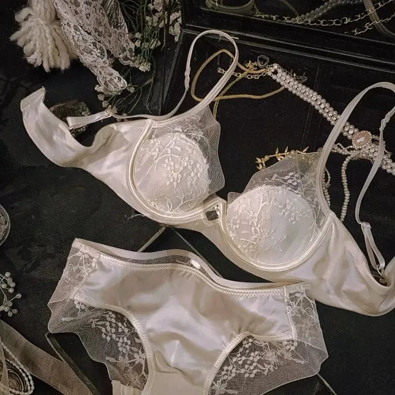 Satin Lace French Lingerie Set Women Push Up Anti Sagging Full Coverage Brassiere Soft Breathable Ladies Daily Underwear 32-38 — image 5