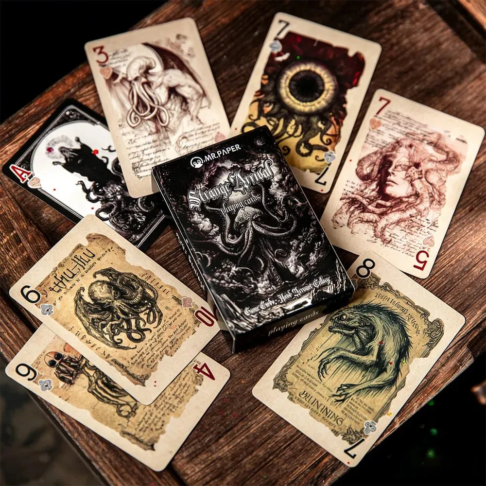 55pcs Mythos Playing Cards Strange Arrival Poker Gothic Horror Skull Octopus Board Game Card for Magic Tricks Collection Gift