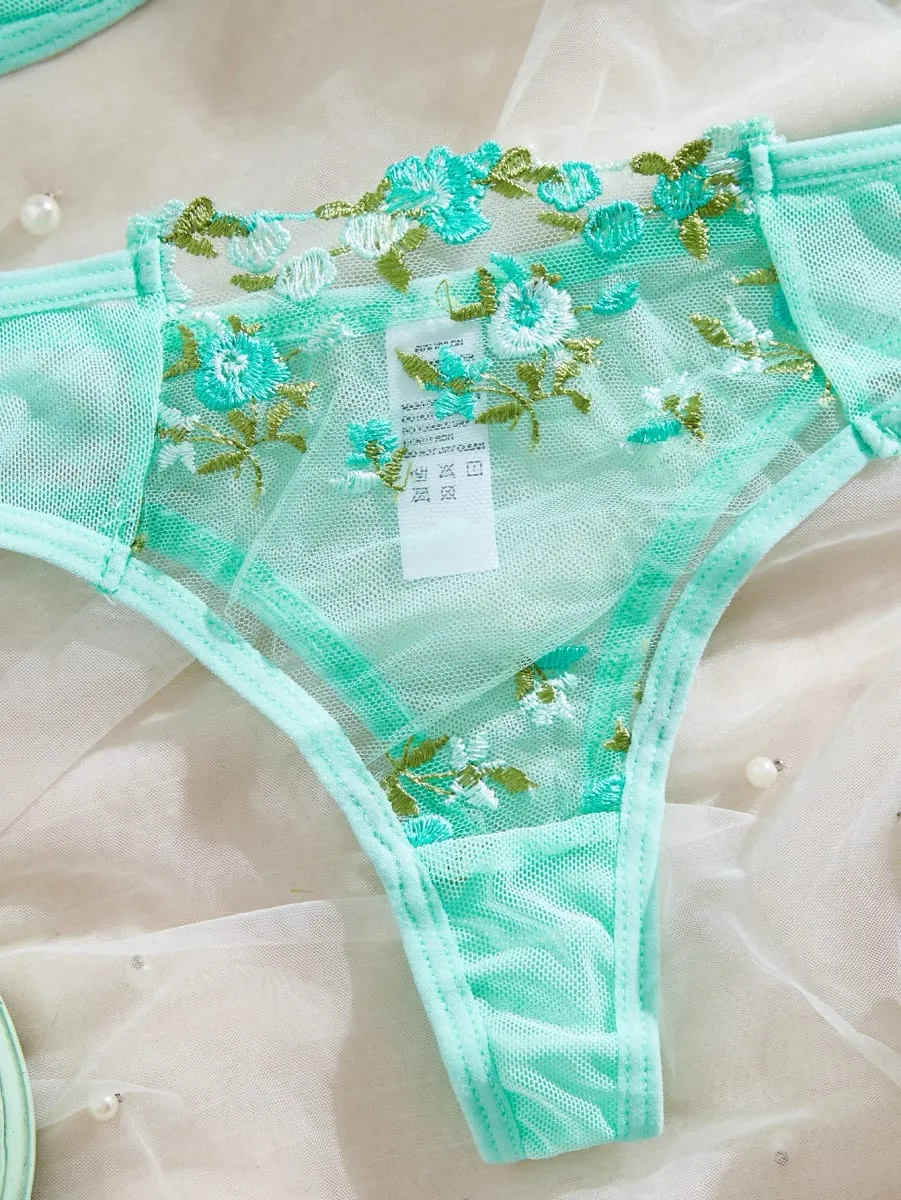 Womens Embroidered Bralette And Panty Set Floral Design Soft Stretch Fabric Comfortable Everyday Underwear — image 3