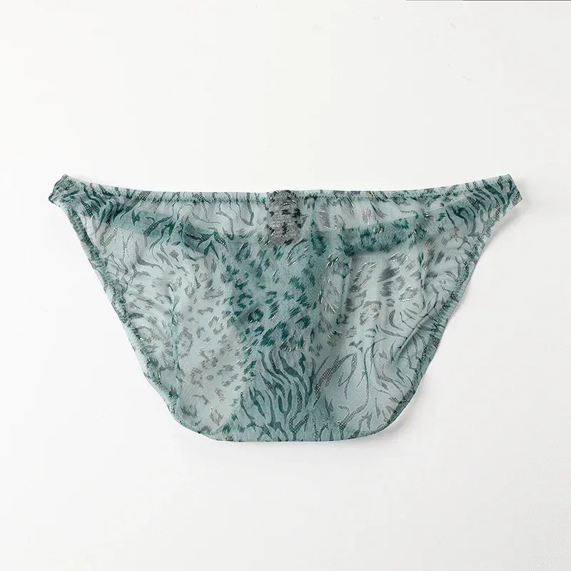 Men Leopard Printed Mesh Underwear Ice Silk Thin Breathable Low Waist Quick Dry Cool Summer Mens Briefs Panties — image 12