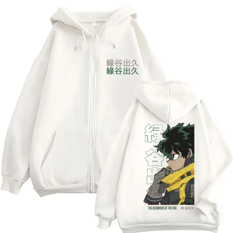 Anime My Hero Academia Deku Izuku Midoriya Zip Up Hoodies Men Women Fashion Harajuku Sportwear Casual Oversized Fleece Jackets — image 3