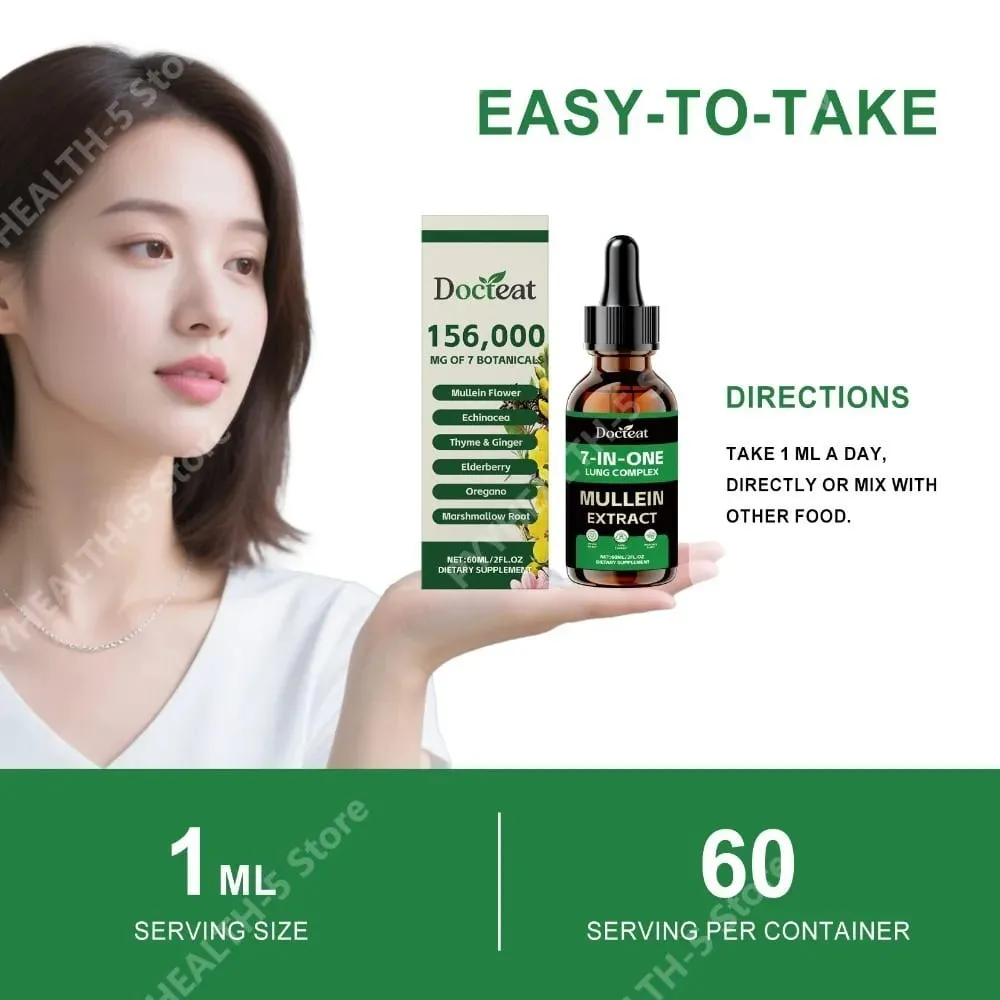 Docteat 7-in-1 Lung Complex Drops 60 Ml Net Dropper 1 Ml Serving with Mullein Elderberry Marshmallow Airway Comfort Support