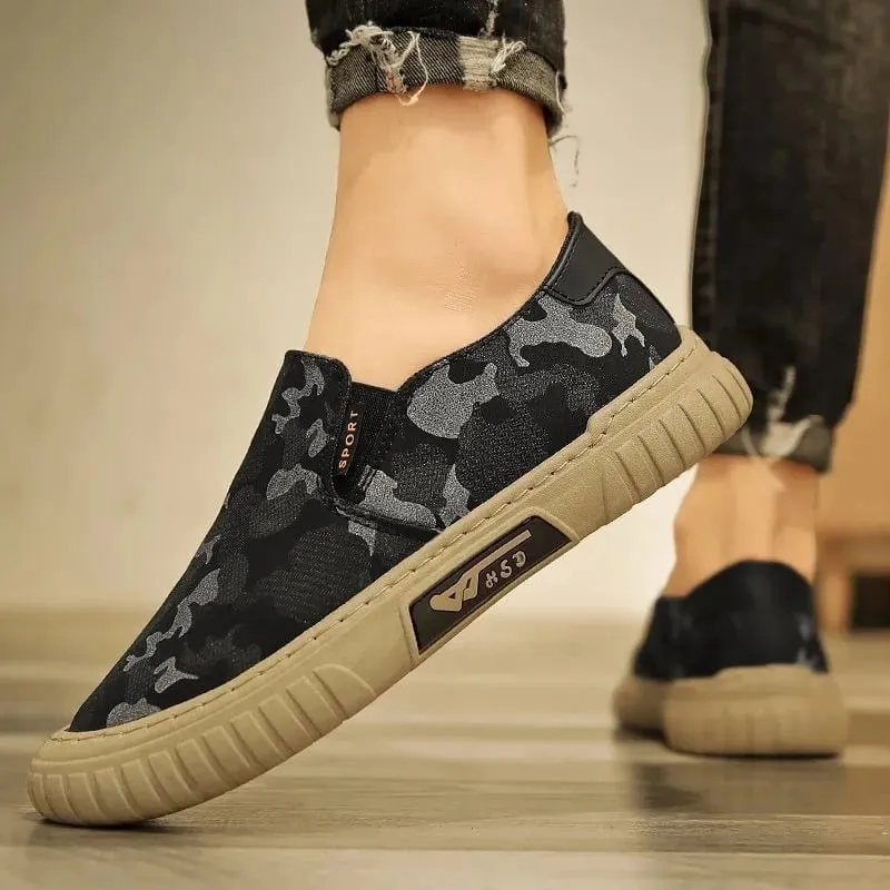 Summer Camouflage Canvas Men's Casual Shoes Men's Sneakers Slip-On Lazy Sporty Shoes for Man Breathable Round Toe Light Flats — image 3