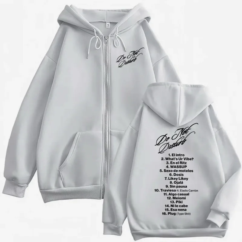Rapper Young Miko Do Not Disturb Print Zipper Hoodies Fashion Hip Hop Zip Up Pullovers Men's Women's Casual Oversized Sweatshirt — image 6