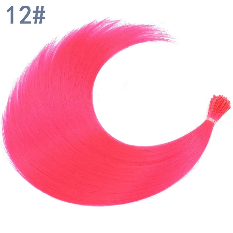 Extensiones de cabello en barra I-Tip de color sintético, 50 hebras por paquete, pelo liso de 16 pulgadas para mujeres, postizos de fibra de alta temperatura — image 18