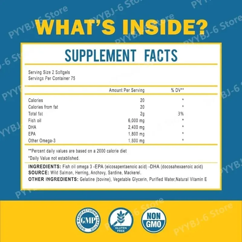 Omega 3 Fish Oil Softgels High Potency EPA DHA Daily Supplement for Adults Supports Joint Immune Health 150 Softgels Non GMO — image 6