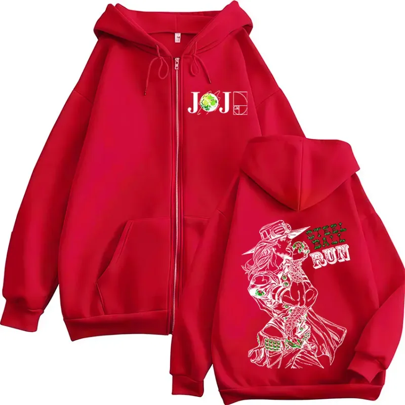 Anime Jojo Bizarre Adventure Gyro Zeppeli Steel Ball Run Zipper Hoodies Men Clothing Long Sleeves Zip Up Sweatshirts Jacket Coat — image 9