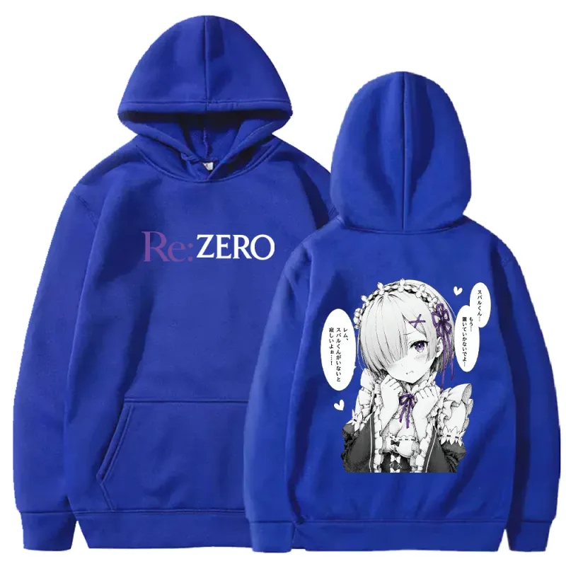 Rem Manga Re:Zero Printed Hoodies Fashion Harajuku Streetwear Men Women Clothing Fall Long Sleeve Casual Fleece Hooded Pullover