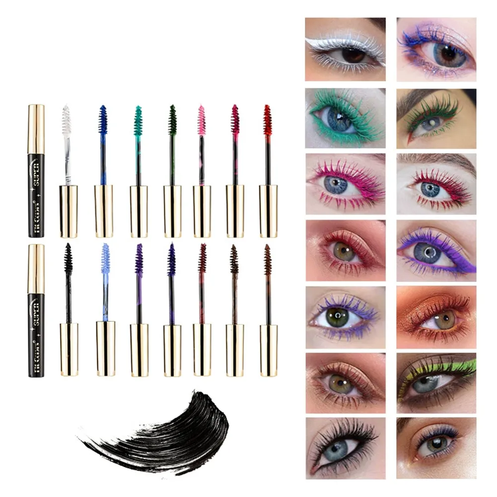 12 Colors Colored Mascara Waterproof Long-lasting Volumizing Curling Non-flaking Rainbow Eye Makeup Purple Blue Pink Green Red