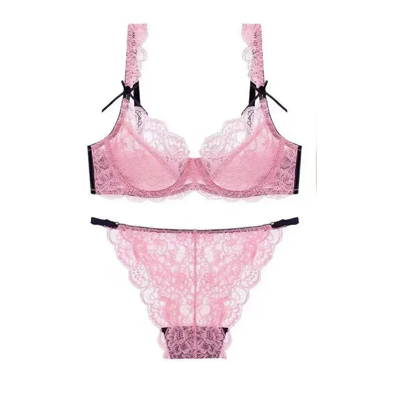 Lace Minimizer Bra Ultra Thin Sponge Free Wirefree Seamless Full Coverage Bust Push Up Comfort Lingerie Set BANERDANNI — image 3