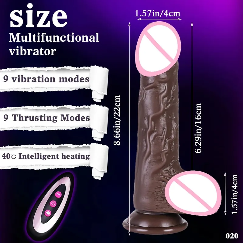 22cm Vibrating Dildo Men Women Adult Sex Toys 10 Vibration Modes Realistic Huge Dildo Vibrator Powerful Suction Cups For Adults — image 8