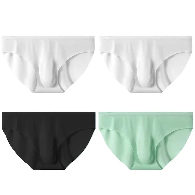 4st Ice Silk Trosor för män Sommar Transparent Sömlös Sexig Snabbtorkande Trendiga Andas Underkläder Ultratunna trosor