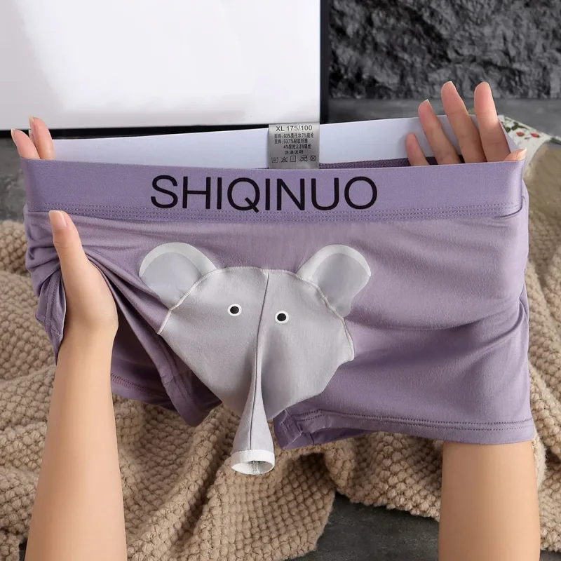 Cueca boxer masculina com estampa de elefante, cueca elástica com cintura 3d, macia, respirável, sono diário, casa, roupa íntima confortável — image 12
