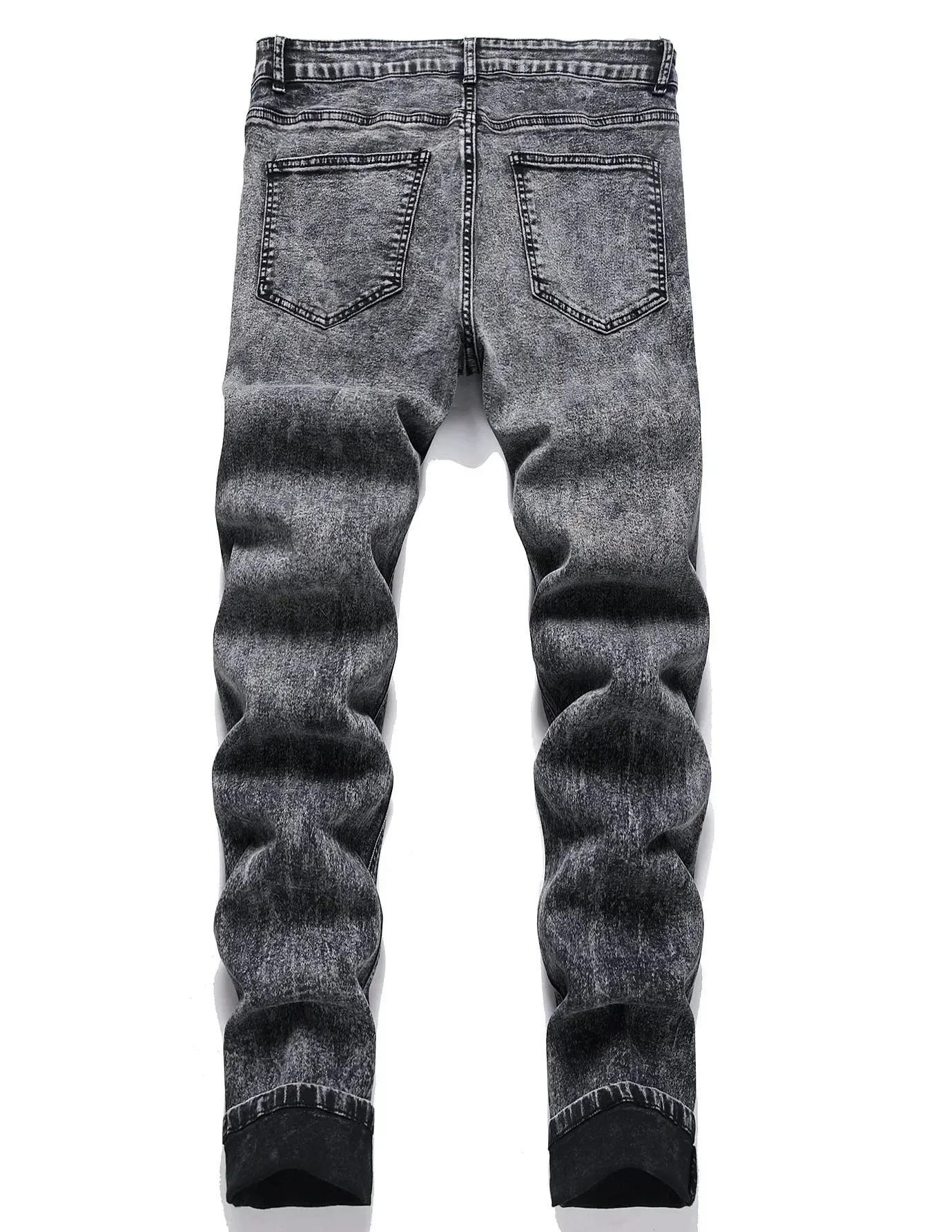 Jeans elasticizzati da uomo Pantaloni a tubino Vita media Slim Fit Jeans lavati Pantaloni casual alla caviglia in denim vintage effetto invecchiato — image 10