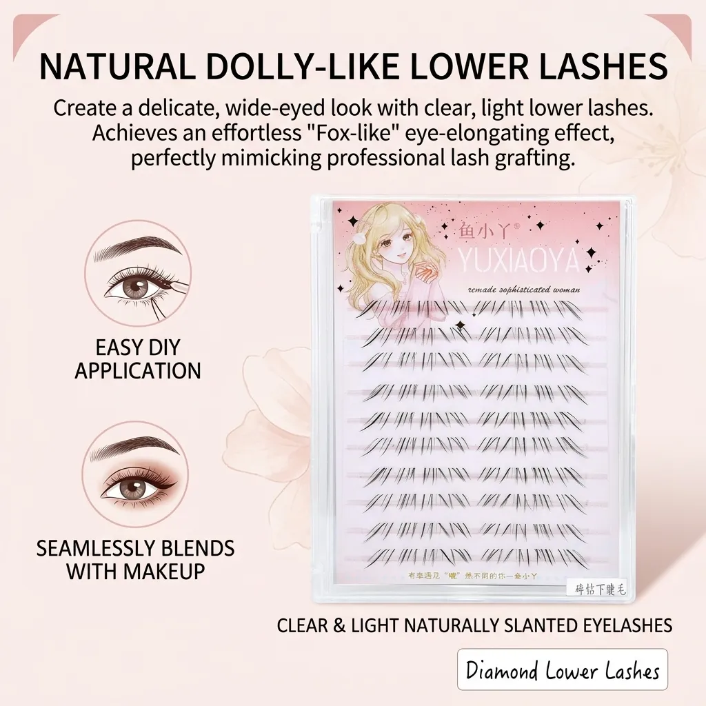 10 Rows Synthetic Fiber Lower Eyelashes Daily Makeup Natural C Curl Foxes Lashes Thin Band Glittery Eye Lash Eye Tail Elongated — image 6