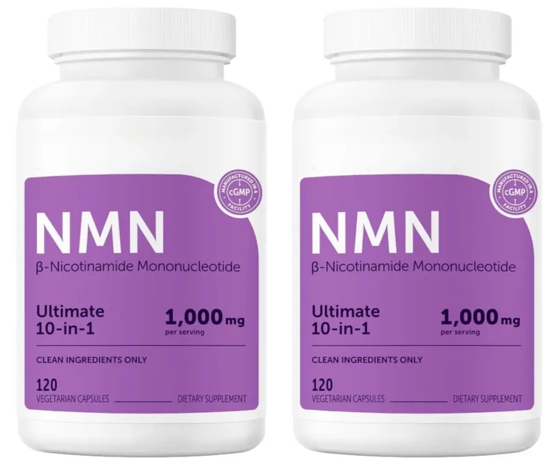 NMN Capsules 1000mg Complex with Resveratrol CoQ10 Glutathione & TMG for Daily Cellular Energy Support Non-GMO 120 Capsules