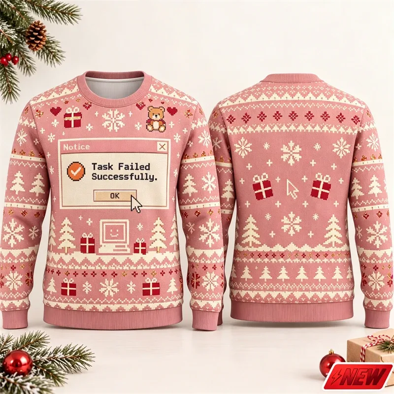 Fashion Ugly Christmas Fake Sweater Men Merry Christmas Sweatshirts 3D Print Funny Computer Message Graphic Sweatshirt Unisex — image 12