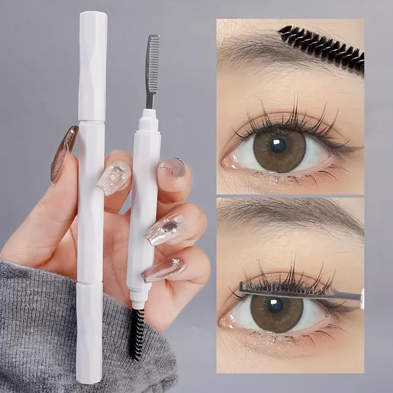 (N) 1Pc Eyebrow Make Up Brushes Dual Ended Brow Comb Makeup Brush Stainless Steel Eye Lashes Roller Eyelashes White Beauty Tool