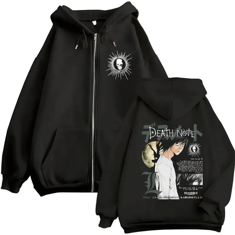 Japanese Anime Death Note L·Lawliet Zipper Hoodies Men's Women Clothing Fashion Hip Hop Zip Up Hooded Sweatshirts Jackets Coats — image 1