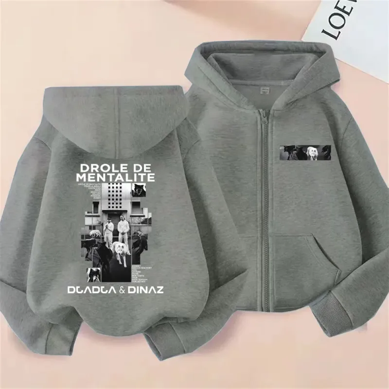 Rapper Djadja & Dinaz Drôle De Mentalité Album Zipper Hoodie Men Women Fashion Vintage Hoodies Male Casual Zip Up Jacket Coat — image 3
