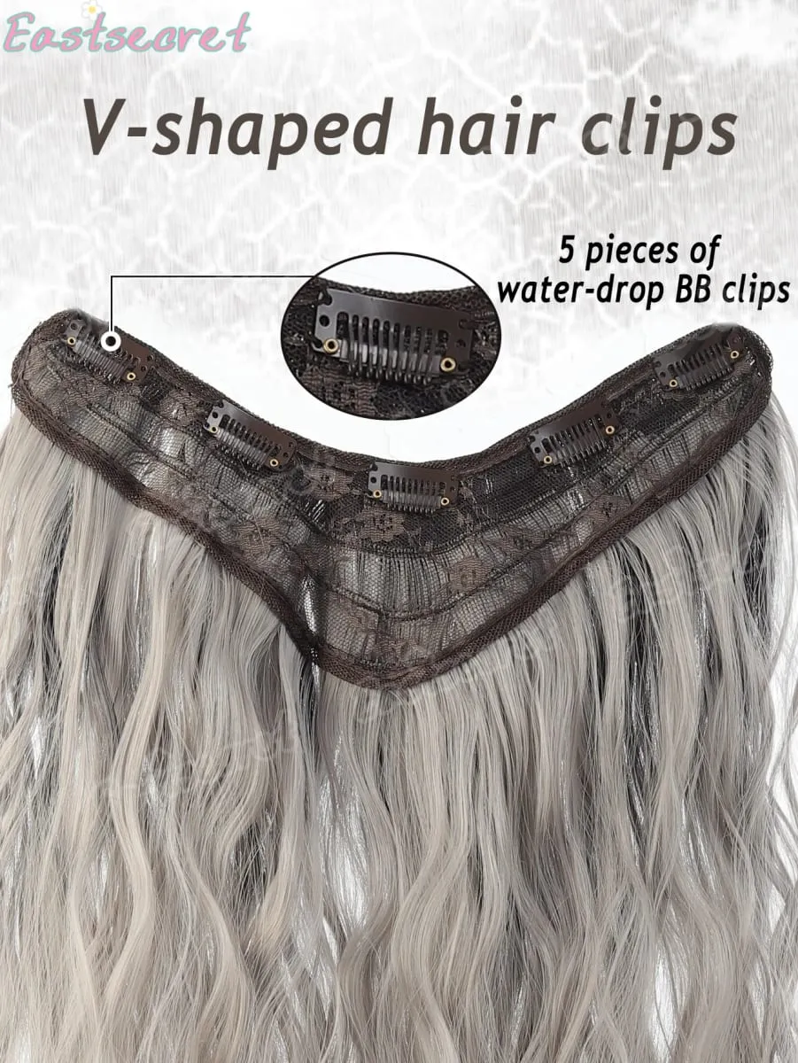 Synthetic Long Clip In One Piece Hair Extension 5 Clips V-Shaped Clip In Hair Extensions Heat Resistant Fake Hair — image 4