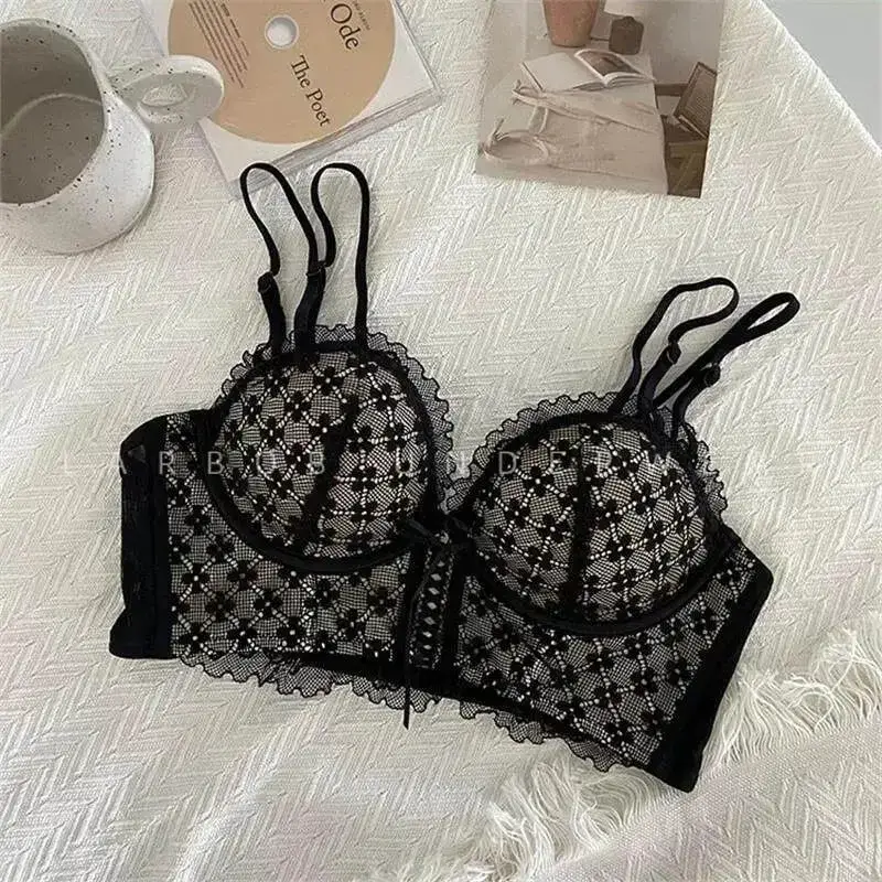 Lace Push Up Bra No Underwear Padding Slim Wireless Seamless Summer Sexy Bralette for Small Chest Lift Side Support Anti Sagging — image 14