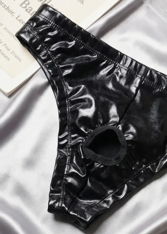 Pantalon Triangle en cuir PU pour hommes, 1 pièce, sous-vêtements triangulaires creux à entrejambe, Fitness de boxe, nouveauté pour adultes, cadeau doux