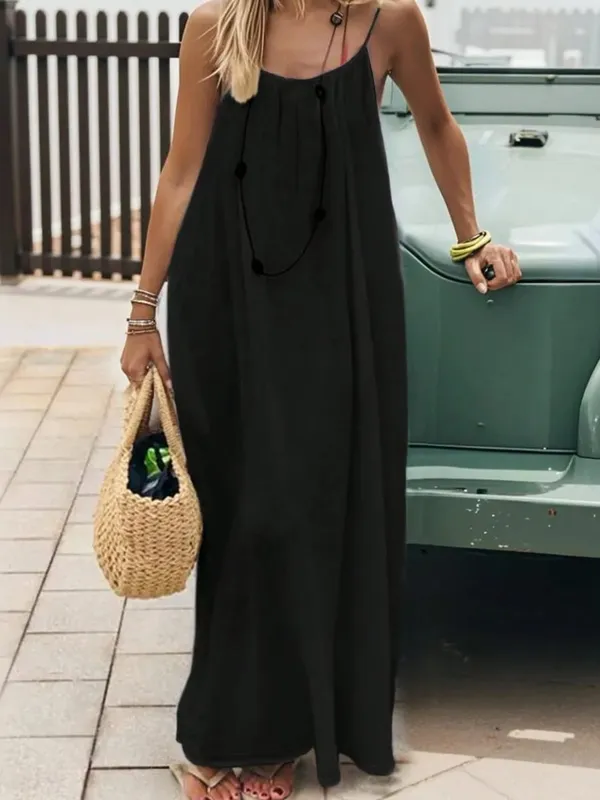 Women Sundress Summer Sexy Backless Loose Slip Beachwear Holiday Long Maxi Party Dresses WXFZ-5188
