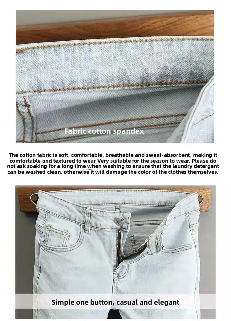 2000年衣服男士淺色牛仔褲2025新款春秋修身工裝淺藍色褲子潮流品牌工作彈性長褲 — image 10
