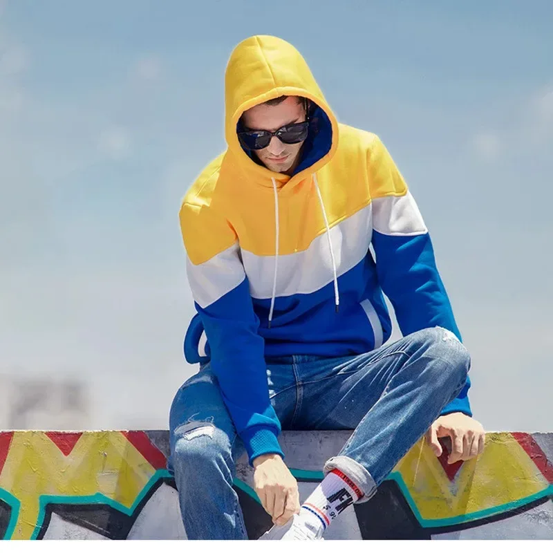 2025 New Men's Hoodie Splicing Outdoor Leisure Sportswear Street Fashion Men's Warm Wool Hoodie Autumn/Winter Coat — image 12
