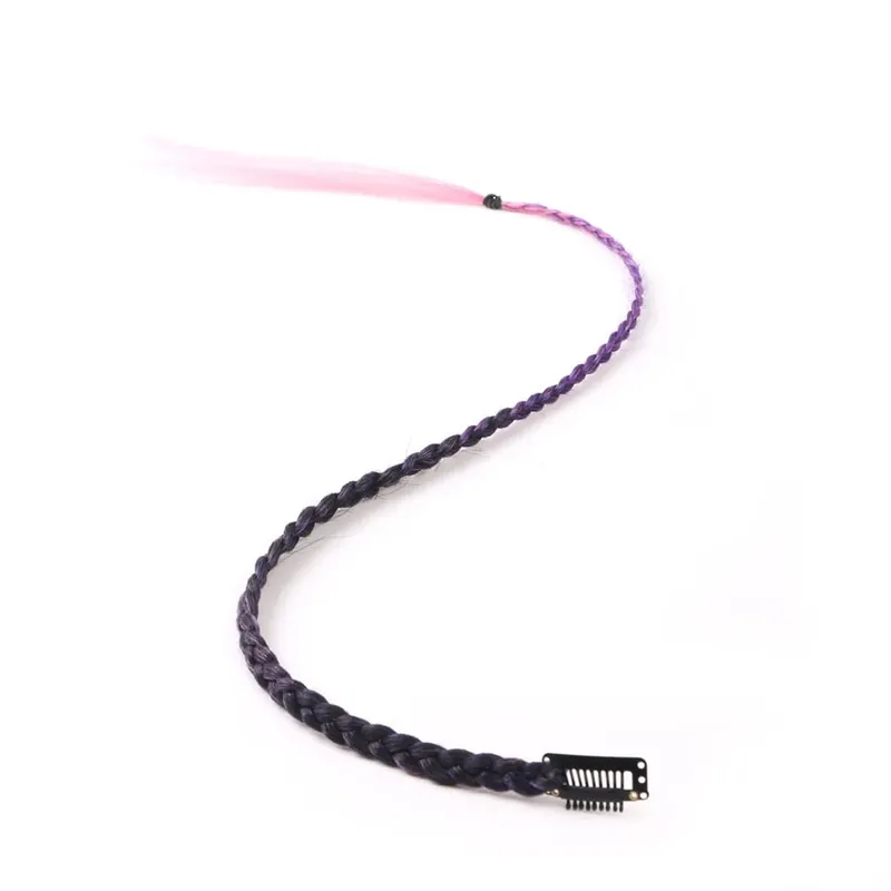 Synthetic 5 Pcs/Lot Clip-in Extensions For Women Ponytail Rainbow Braid Hair Extension 22'' Ombre Hairpiece Box Braid With Clip