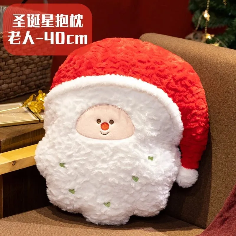 Christmas Plush Pillow Cute Santa Snowflake Gingerbread House Wreath Stuffed Cushion Soft Fluffy Home Decor Xmas Gift